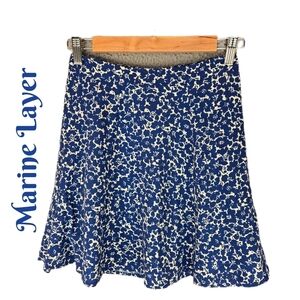 Marine Layer Womens Mini Skirt Sz 0 Soft & Flowy Back Zip Closure White Blue